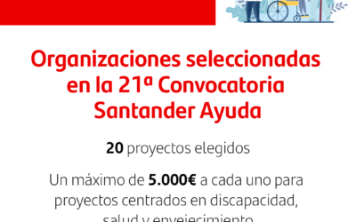 ASANHEMO entre las organizaciones seleccionadas en la 21ª Convocatoria Santander Ayuda