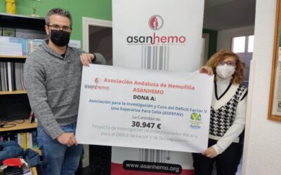 Asanhemo realiza una donación para la investigación de enfermedades raras y Déficit de Factor V de la coagulación